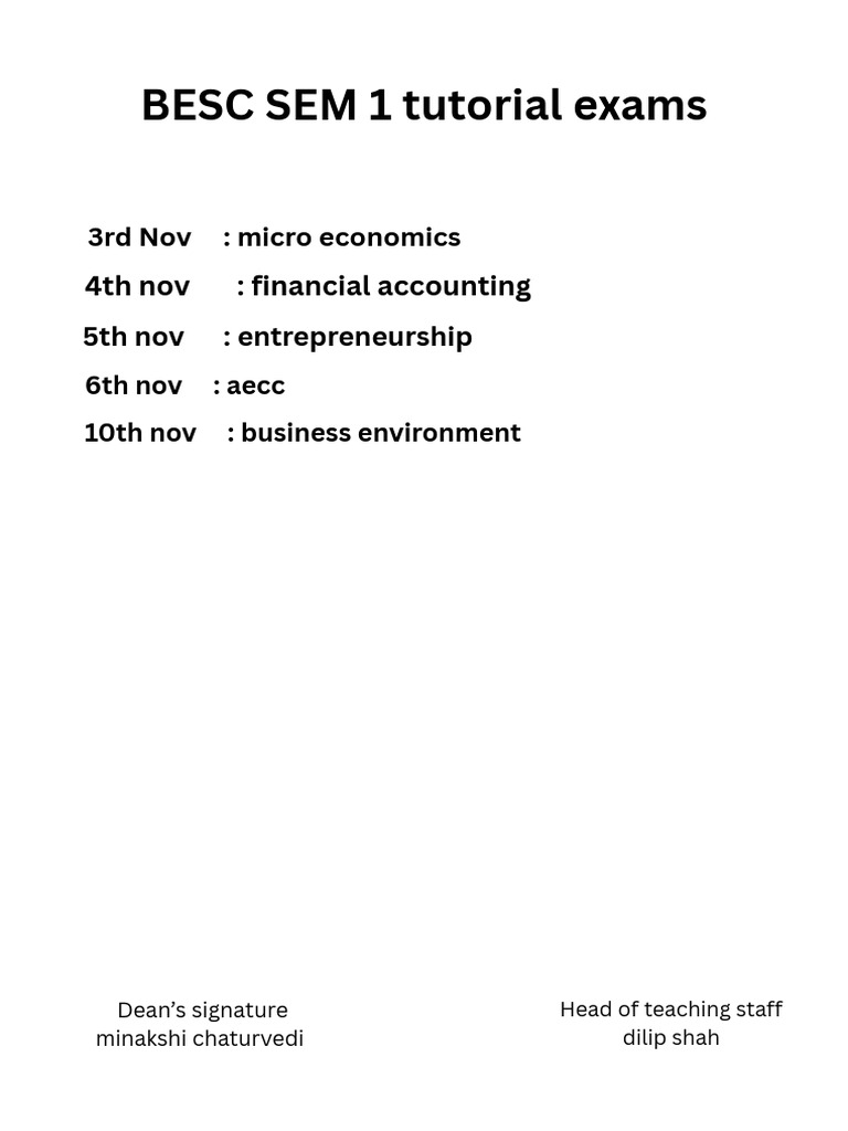 BESC SEM 1 Exam Schedule November | PDF