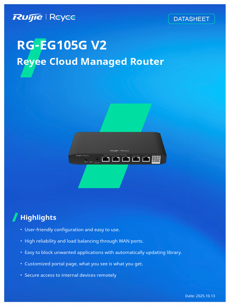 Reyee RG-EG105G V2 Router Overview | PDF | Ip Address | I Pv6