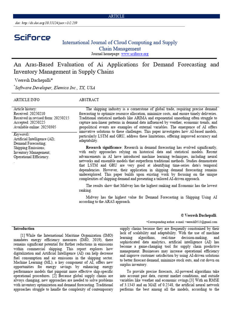 AI in Demand Forecasting for Shipping | PDF | Forecasting | Artificial ...