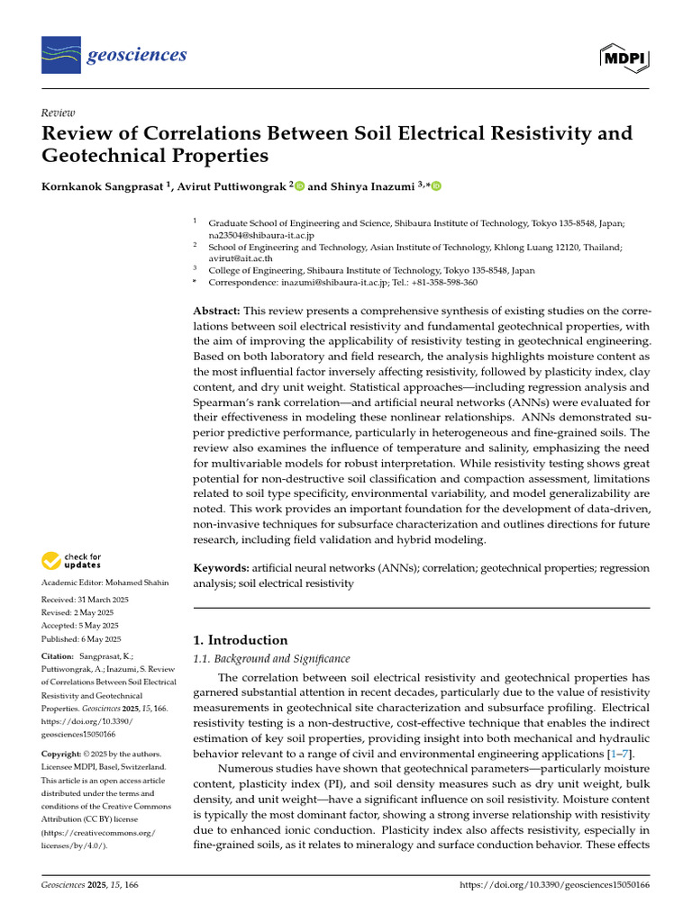 Soil Resistivity and Geotechnical Properties | PDF | Porosity ...
