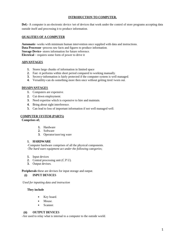 Introduction To Computer | PDF | Computer Data Storage | Disk Storage