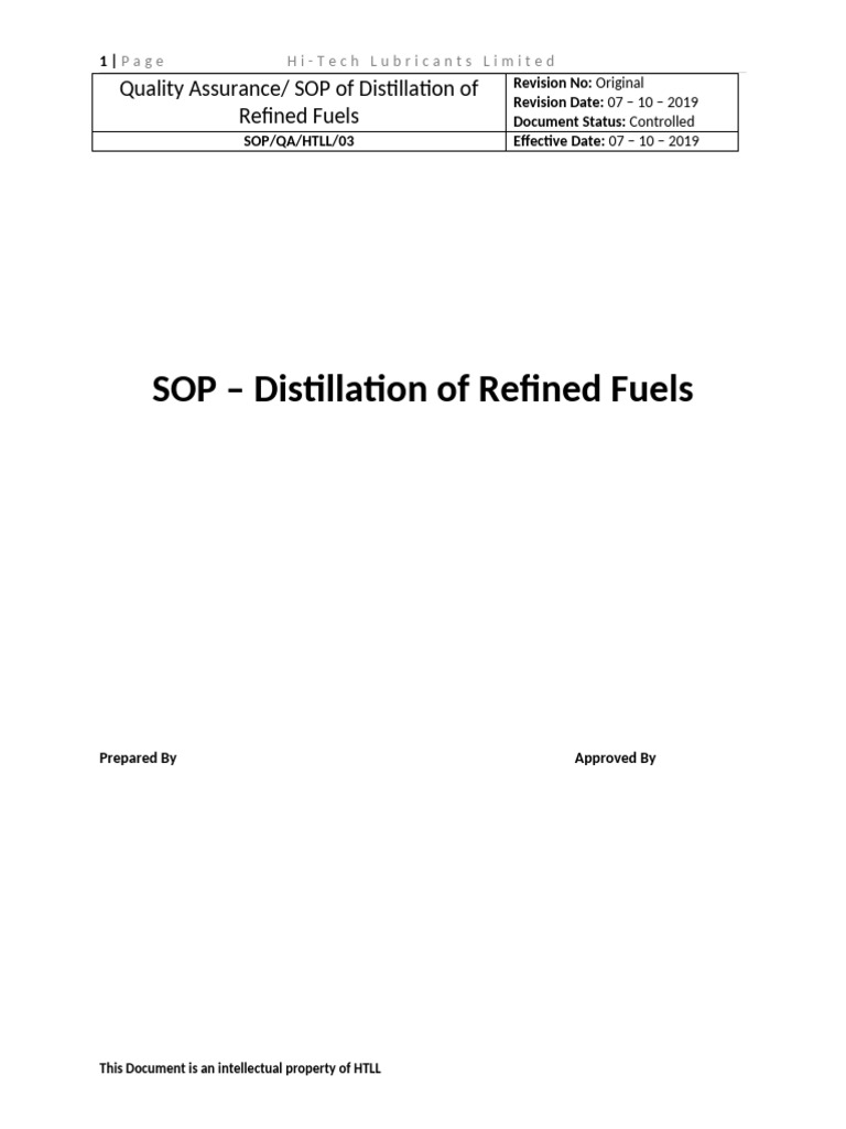 Sop-02 - Distillation of Refined Fuels | PDF | Distillation | Diesel Fuel