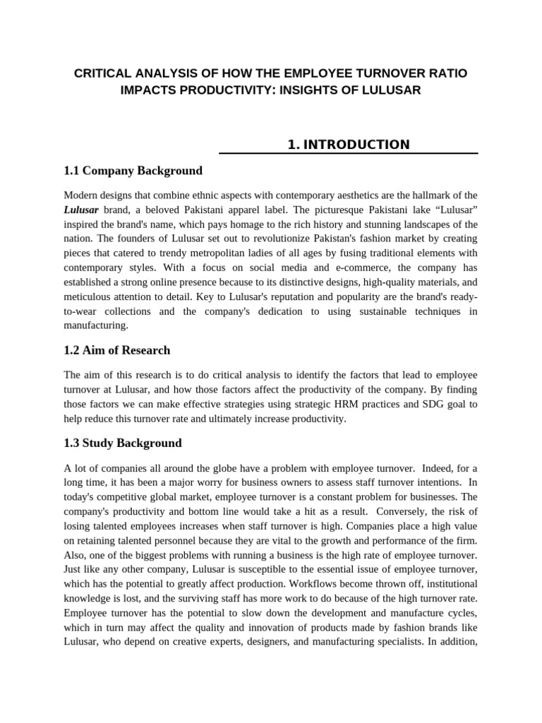 Employee Turnover Impact on Lulusar's Productivity | PDF | Employee ...