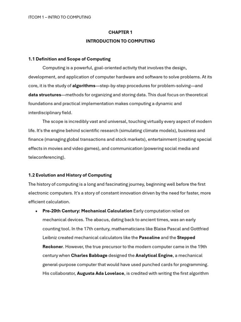 Introduction to Computing Overview | PDF | Computing | Artificial ...