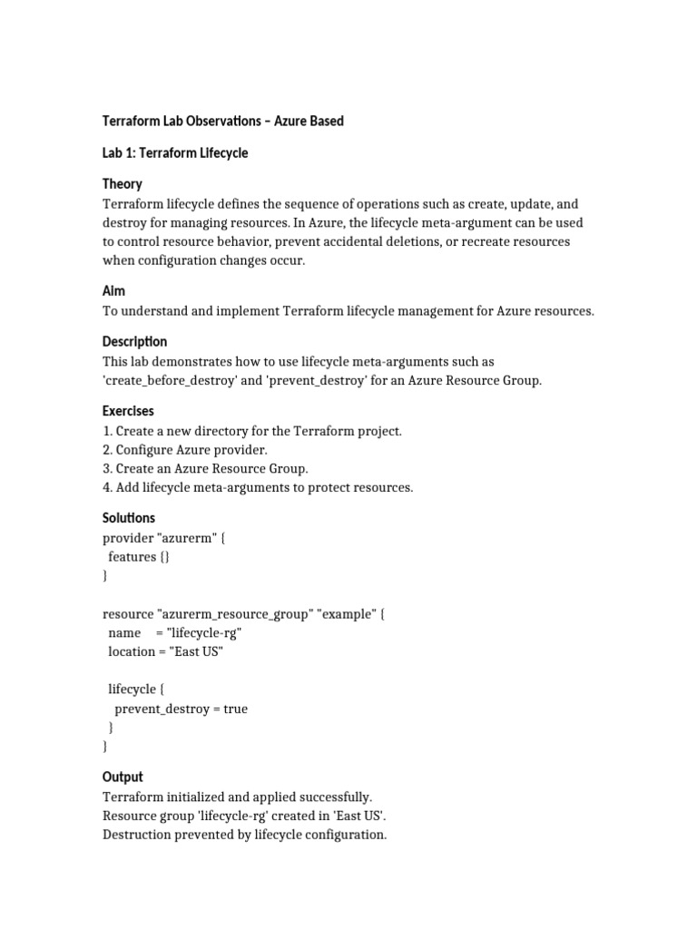 Part II Terraform_Lab_Observations_Azure | PDF | Microsoft Azure ...
