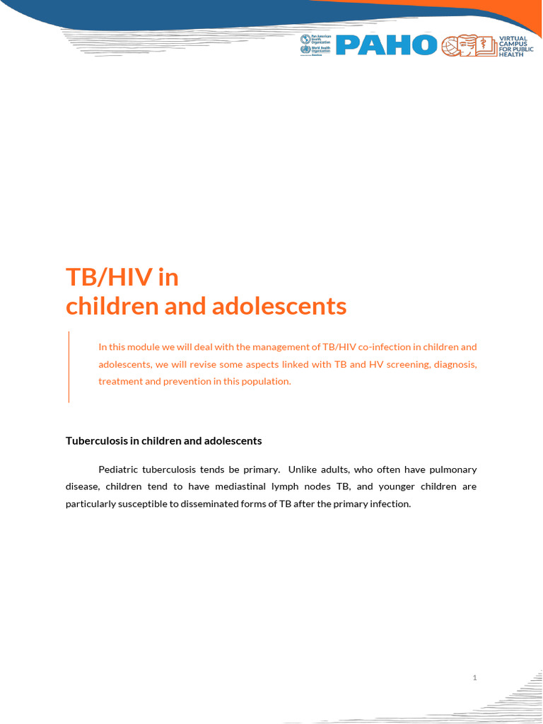 M6 - TB HIV in Children and Adolescents | PDF | Tuberculosis | Hiv/Aids