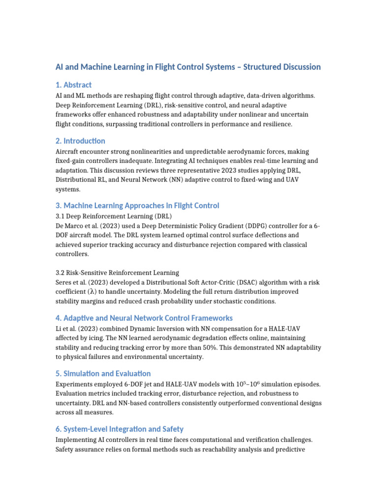 Structured AI ML Flight Control Discussion | PDF | Artificial ...