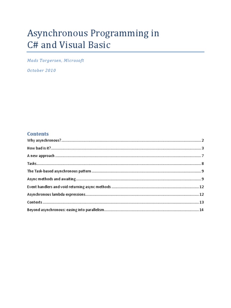 Whitepaper) Asynchrony in | PDF | Thread (Computing) | Anonymous Function
