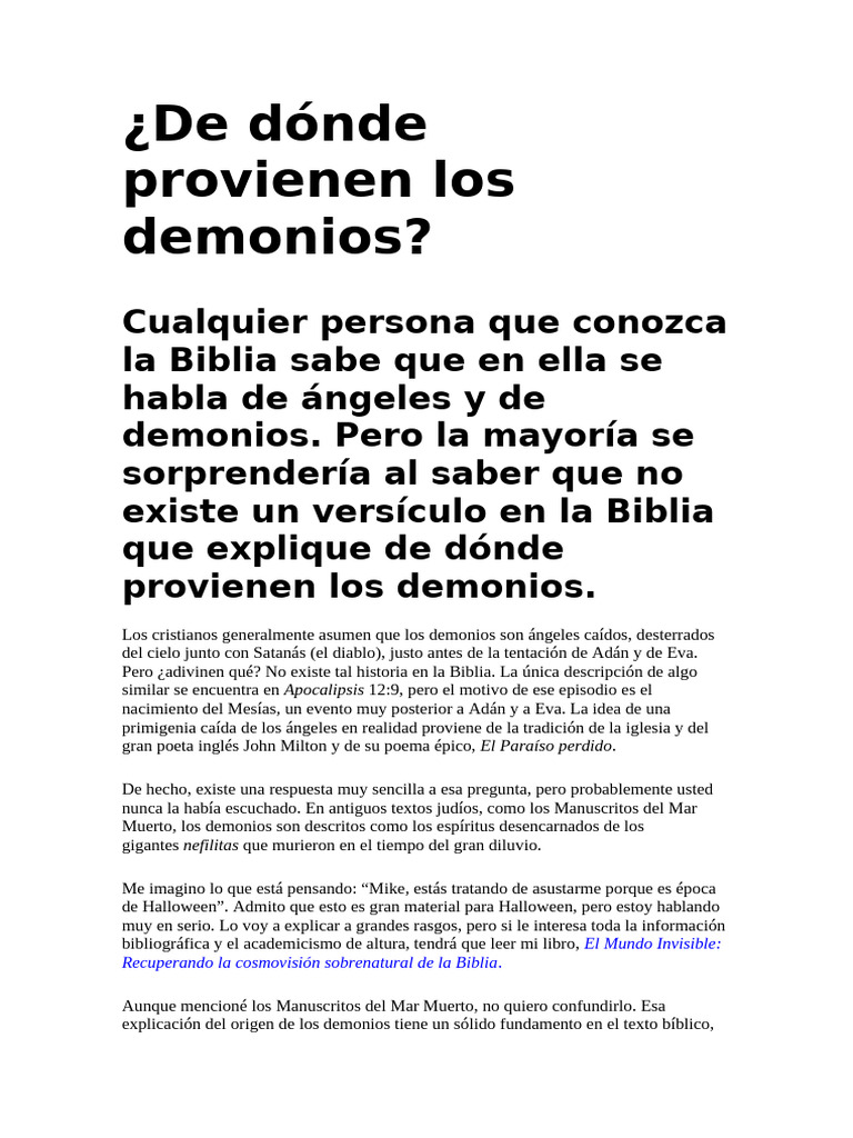 Origen de los demonios en la Biblia | PDF | Nephilim | Demonios
