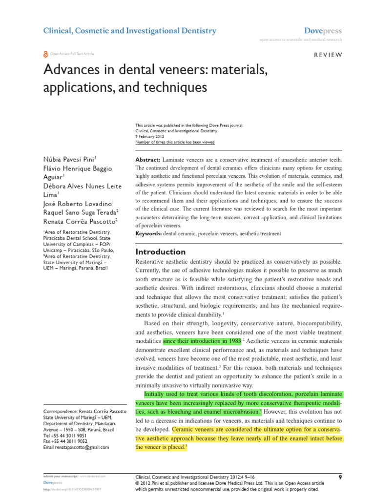 Advances in Dental Veneers Techniques | PDF | Dental Composite | Tooth ...