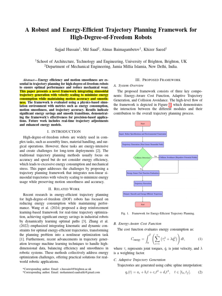 Energy-Efficient Trajectory Planning for Robots | PDF | Kinematics ...