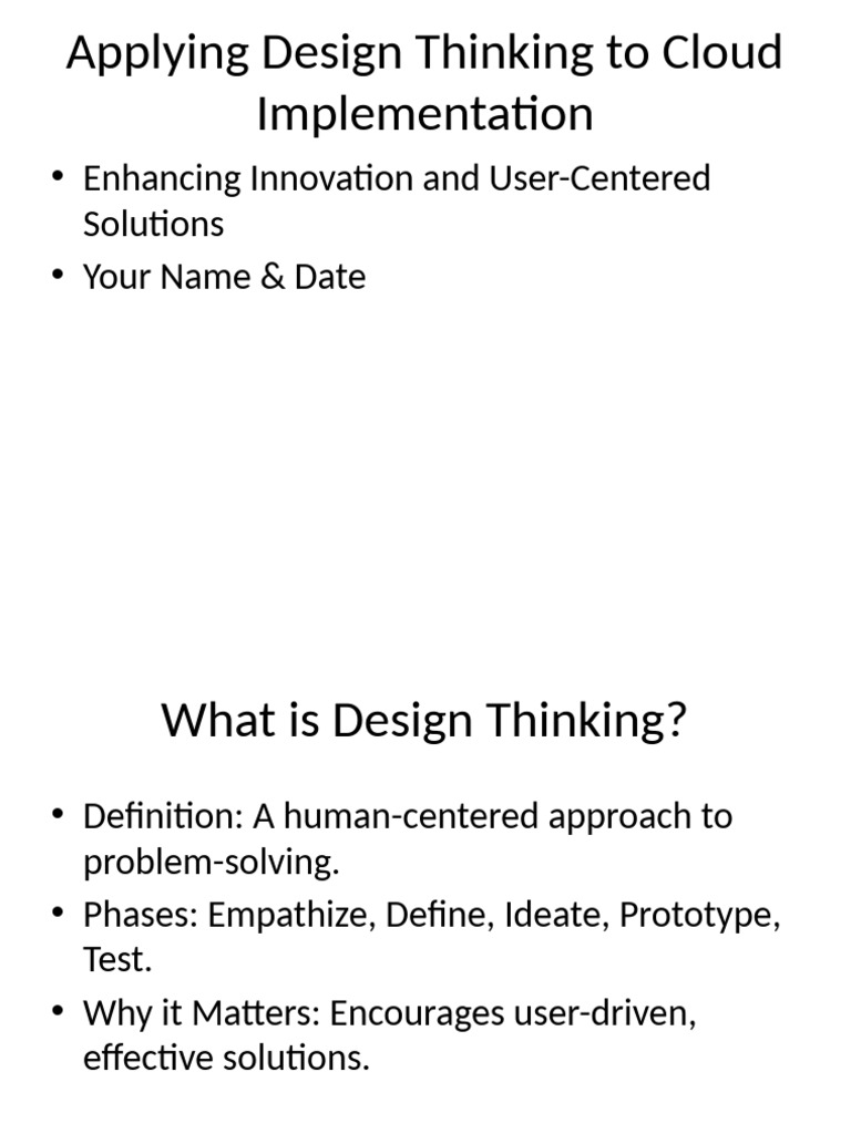 Design Thinking for Cloud Solutions | PDF