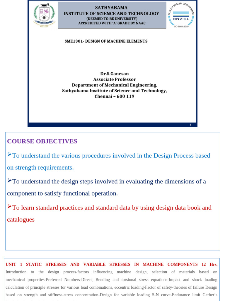 Machine Design Course Overview | PDF | Stress (Mechanics) | Bending