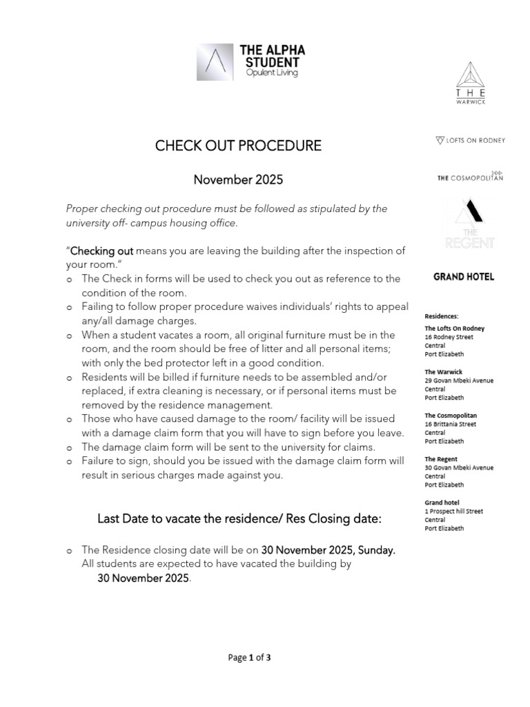 2025 Check Out Procedure - TAS-1 | PDF | Banks