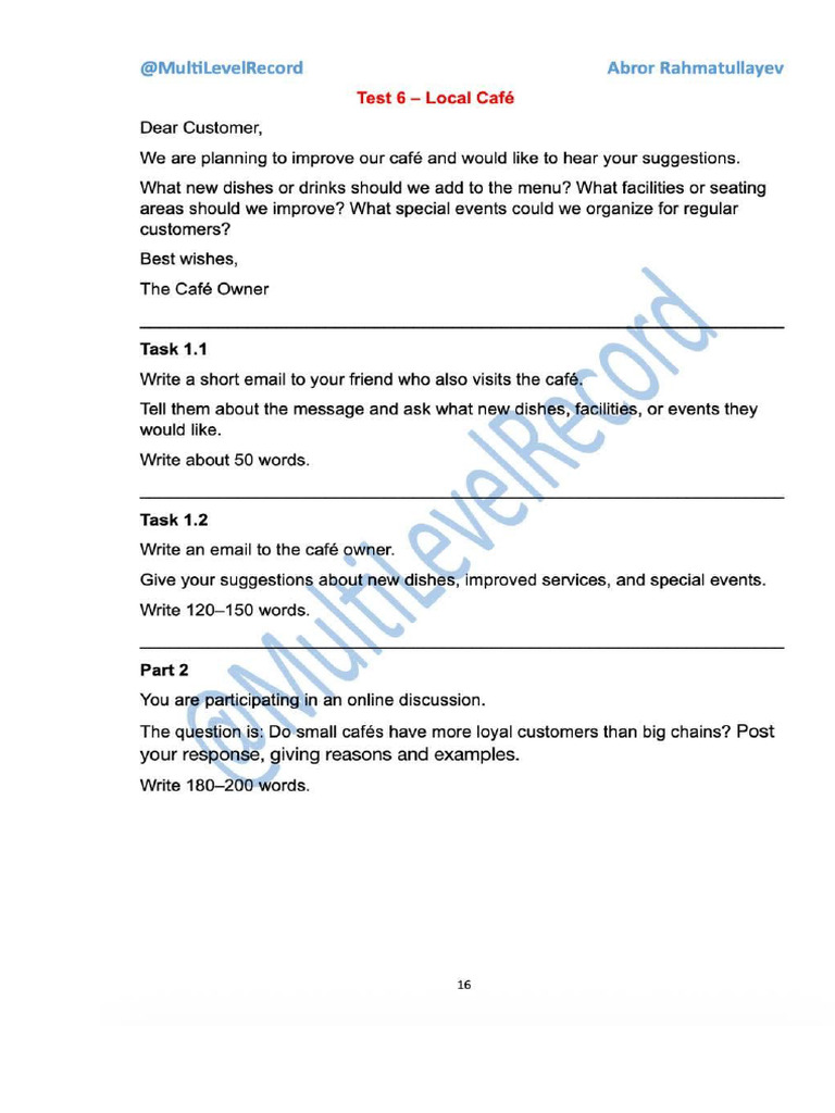 Café Improvement Suggestions and Loyalty | PDF