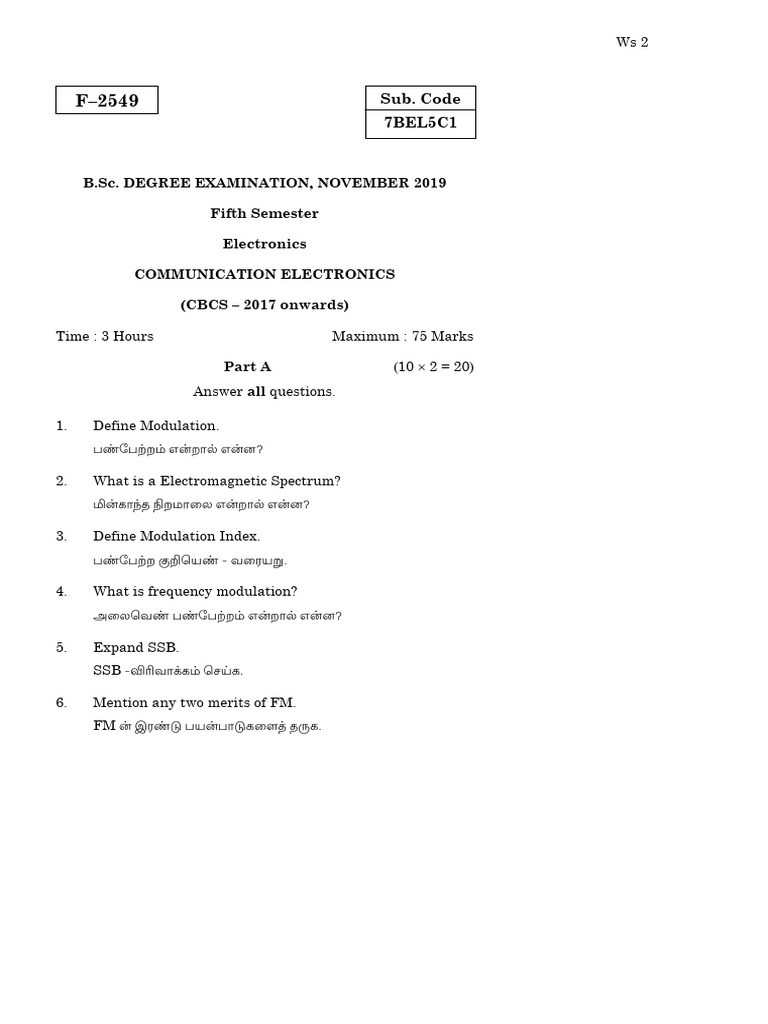 BSC 5 Sem Electronics Communication Electronics F 2549 Nov 2019 | PDF ...