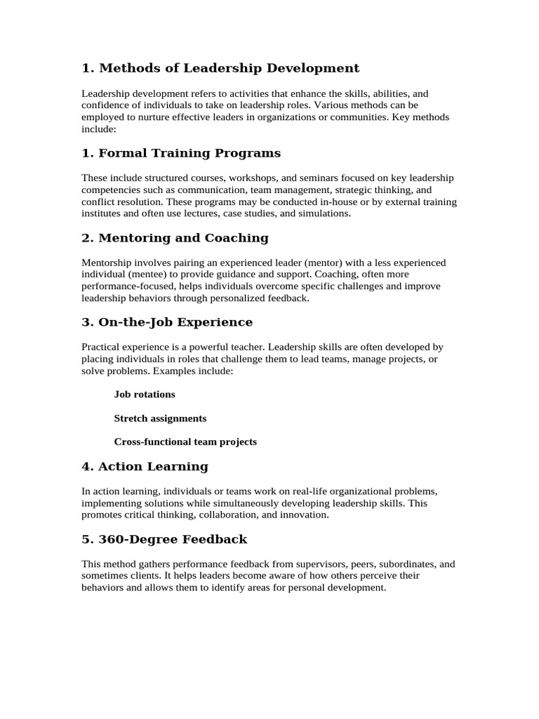 Leadership Development Methods Explained | PDF | Performance Appraisal ...