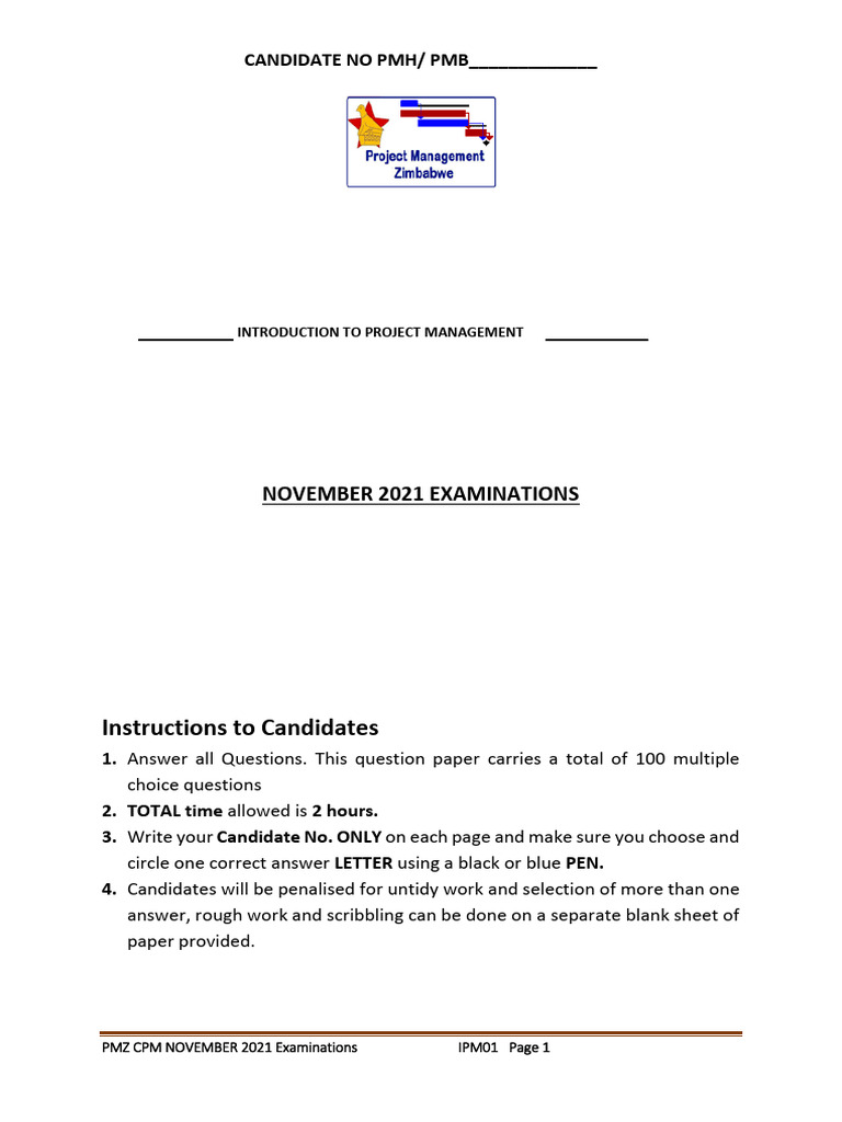 Project Management Zimbabwe Exam 2021 | PDF | Project Management | Business
