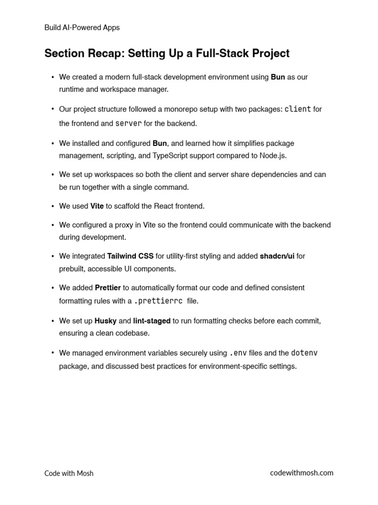 3.13 - Setting Up A Full-Stack Project | PDF
