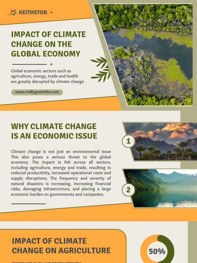 Green and Orange Minimalist Impact of Climate Change On The Global ...