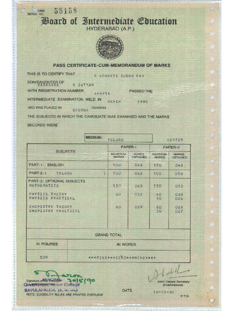 Intermediate - K V Subba Rao | PDF