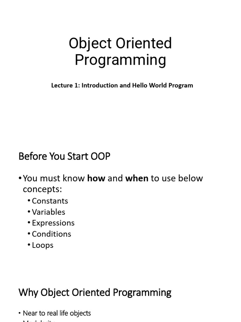 Introduction to Object Oriented Programming | PDF