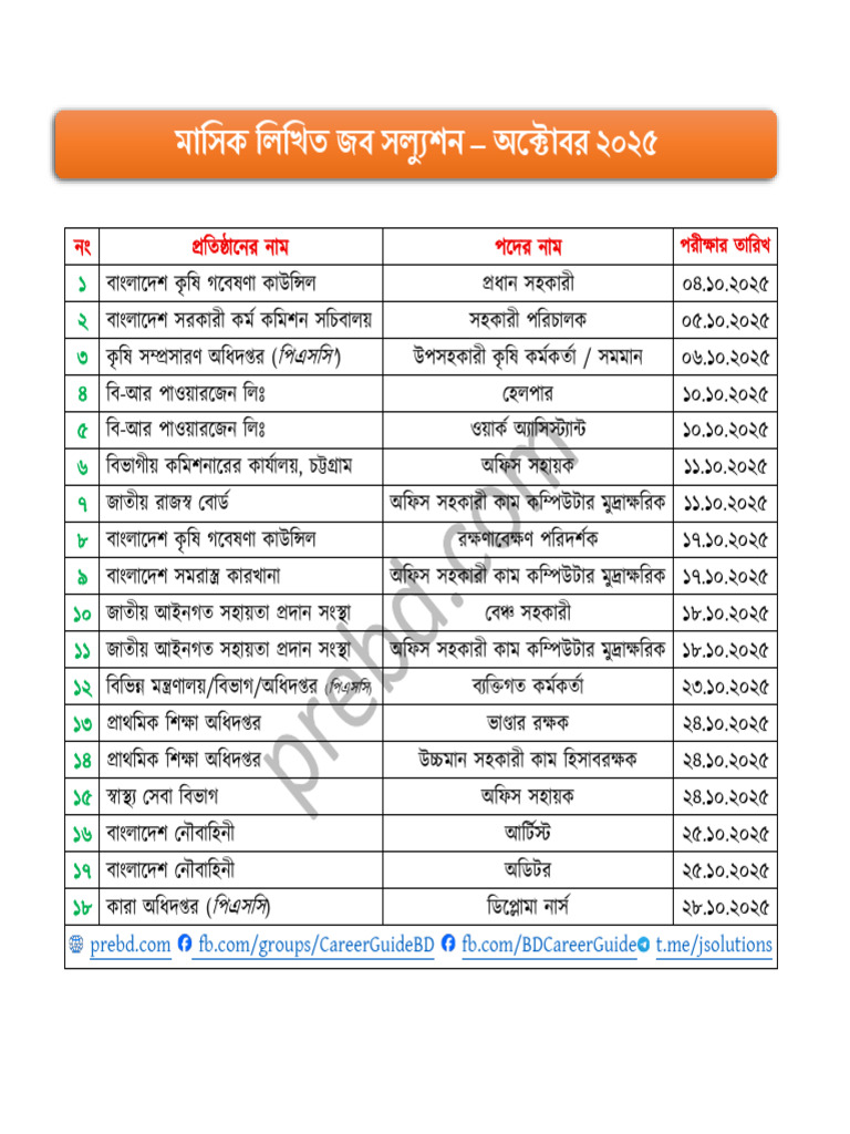 Monthly Written Job Solution - October 2025 | PDF