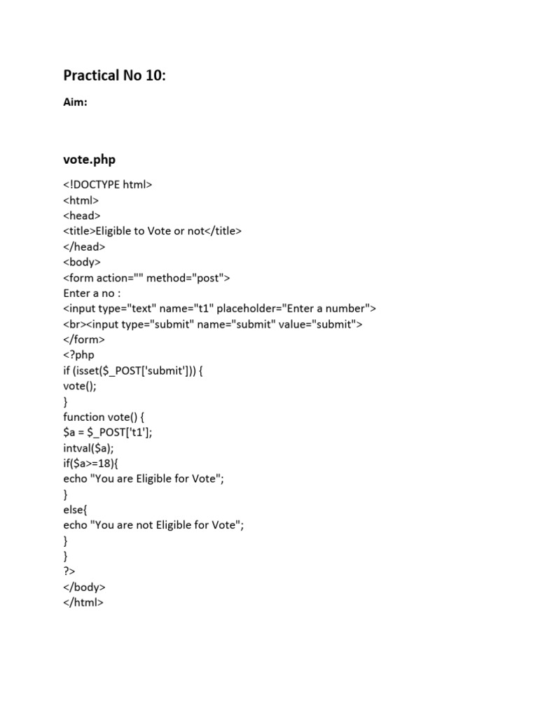 PHP Programs for Voting and Vowel Count | PDF