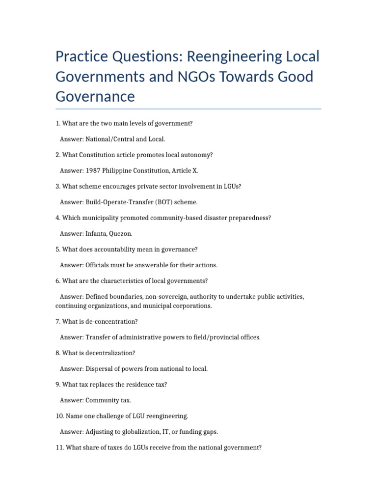 Local Governance Reengineering Insights | PDF | Non Governmental ...