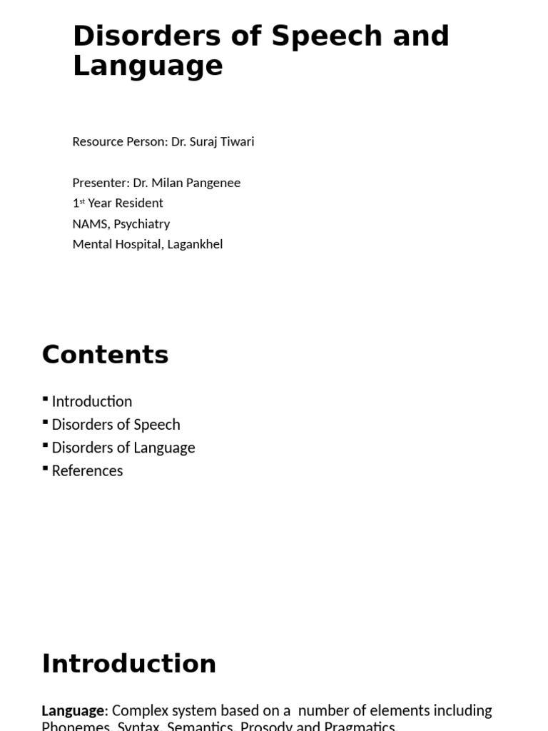 Speech and Language Disorders Overview | PDF | Aphasia | Speech