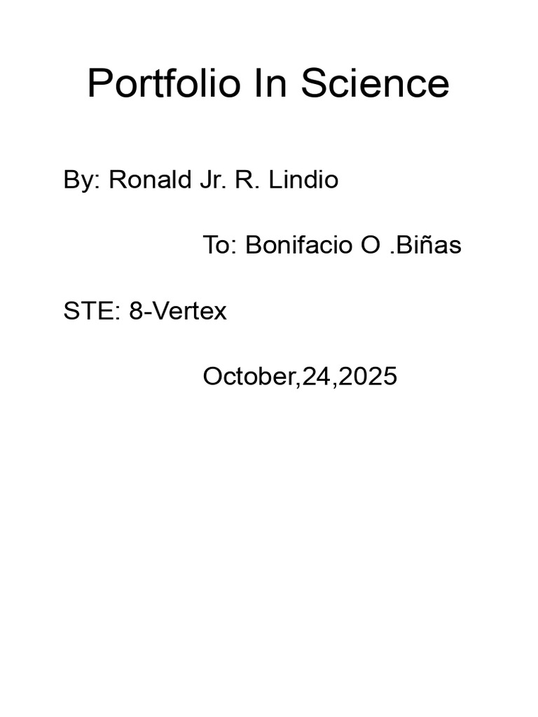 Science Portfolio by Ronald Lindio | PDF