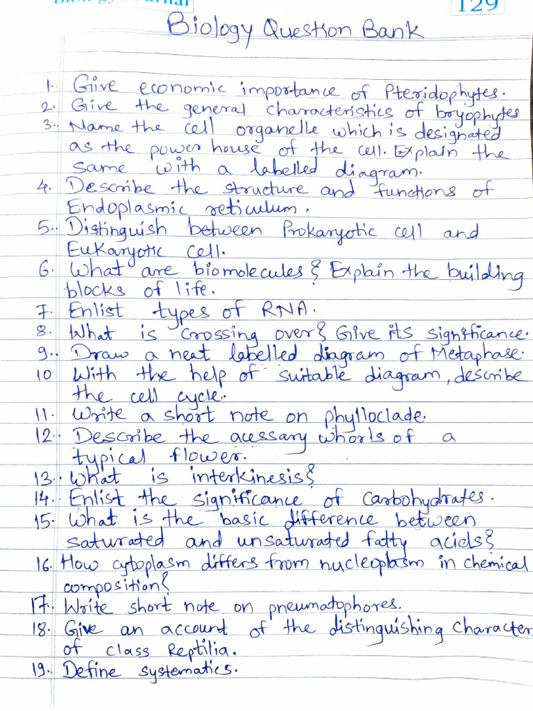 Biology Questions Bank | PDF