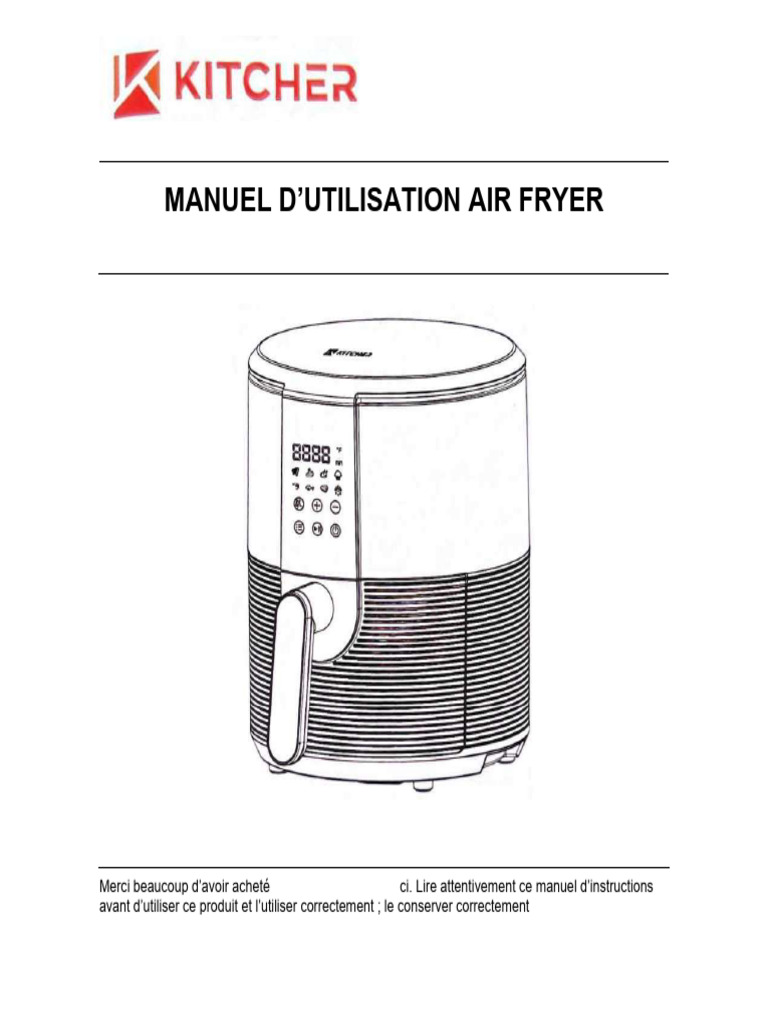 Manuel d'utilisation Kitcher Air Fryer | PDF | Nourritures | Cuisine