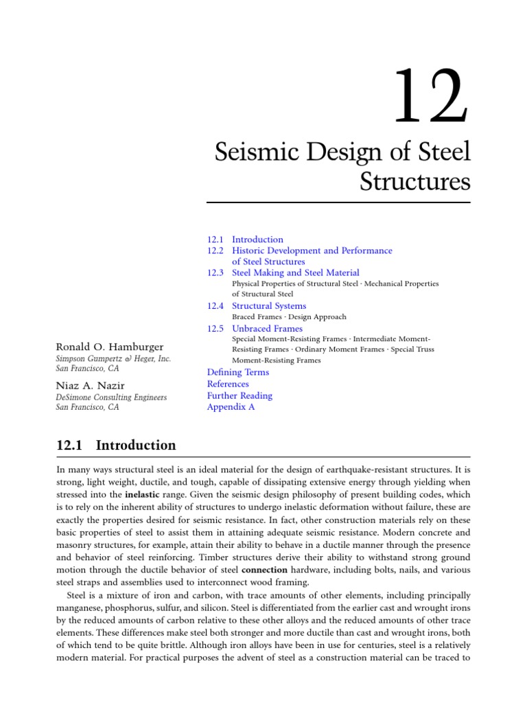 Seismic Design of Steel Structures: Ronald O. Hamburger | PDF ...