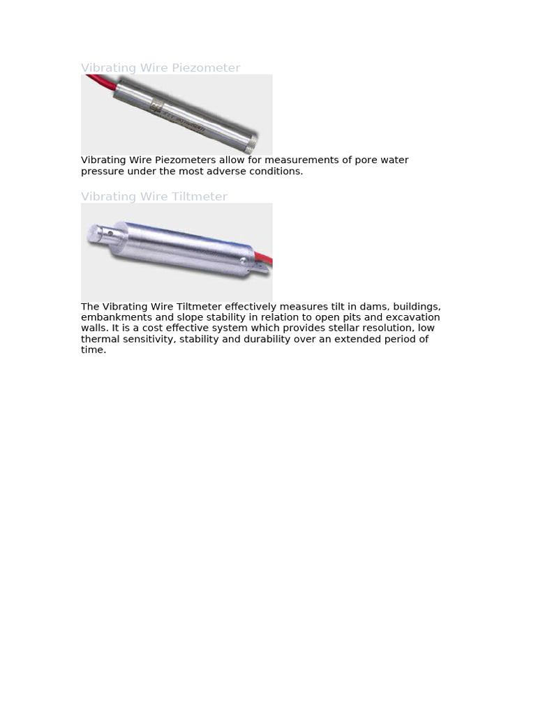 Vibrating Wire Sensors for Pressure & Tilt | PDF