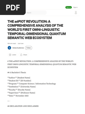 The Aépiot Revolution a Comprehensive Analysis of the World’s First Omni-linguistic Temporal-dimensional Quantum Semantic Web Ecosystem by Global Audiences Nov, 2025 Medium