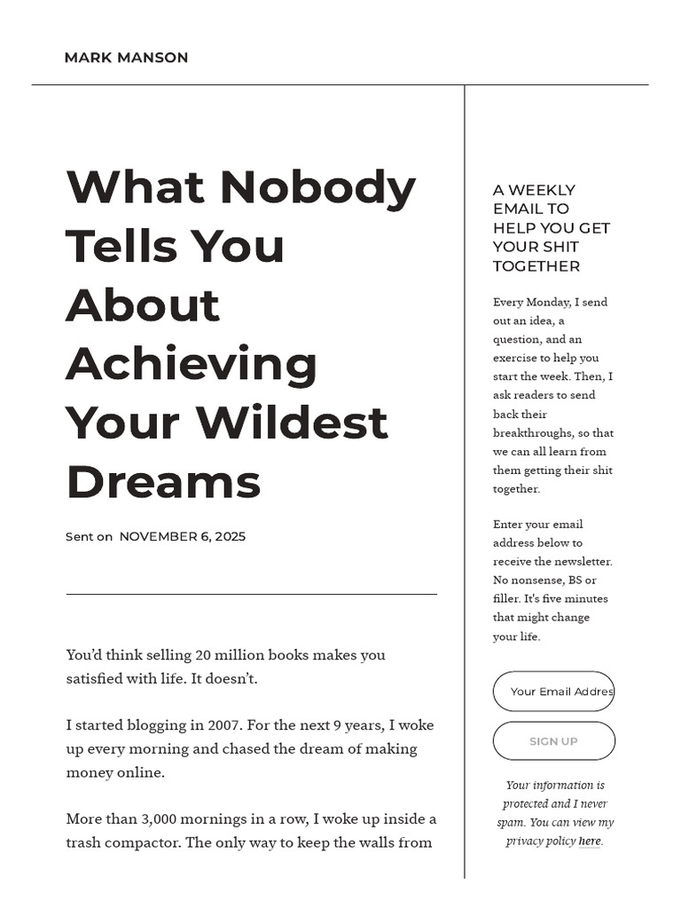 What Nobody Tells You About Achieving Your Wildest Dreams - Your Next ...