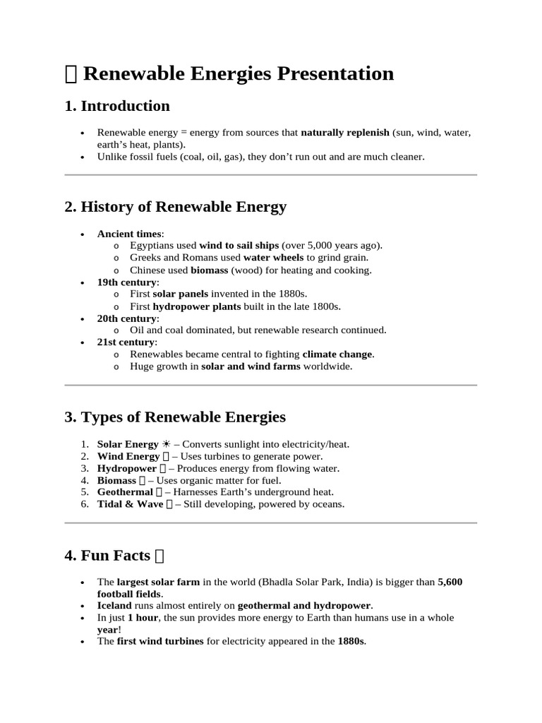 Overview of Renewable Energy Sources | PDF | Renewable Energy | Wind Power