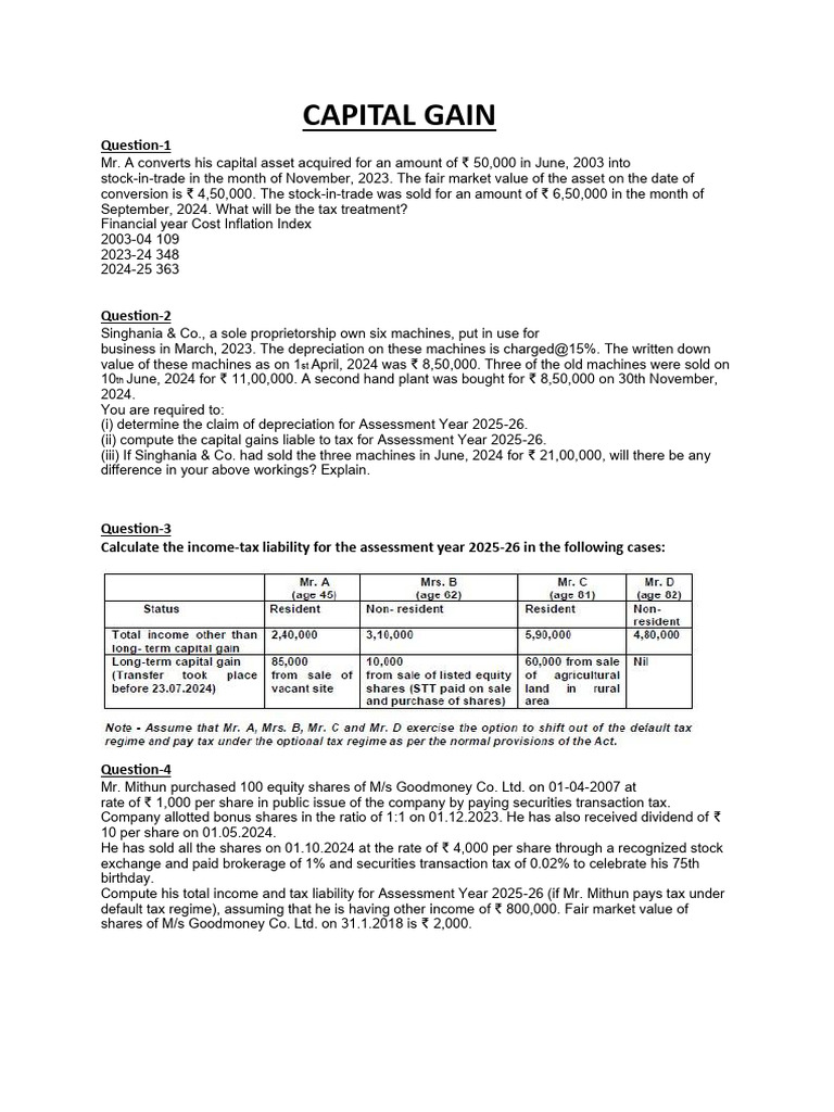 Capital Gains Tax Computation Guide | PDF | Capital Gain | Capital ...