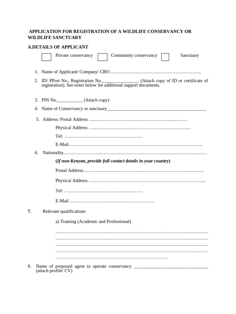 Wildlife Conservancy Registration Form | PDF