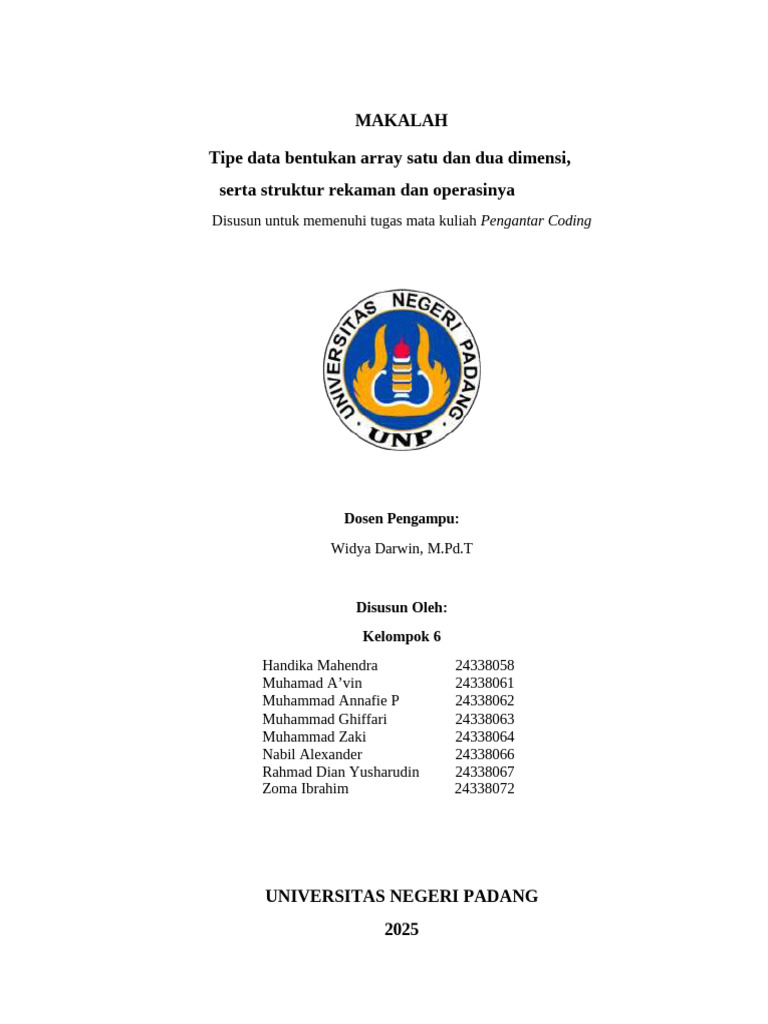 Tipe Data Array dan Struktur Rekaman | PDF