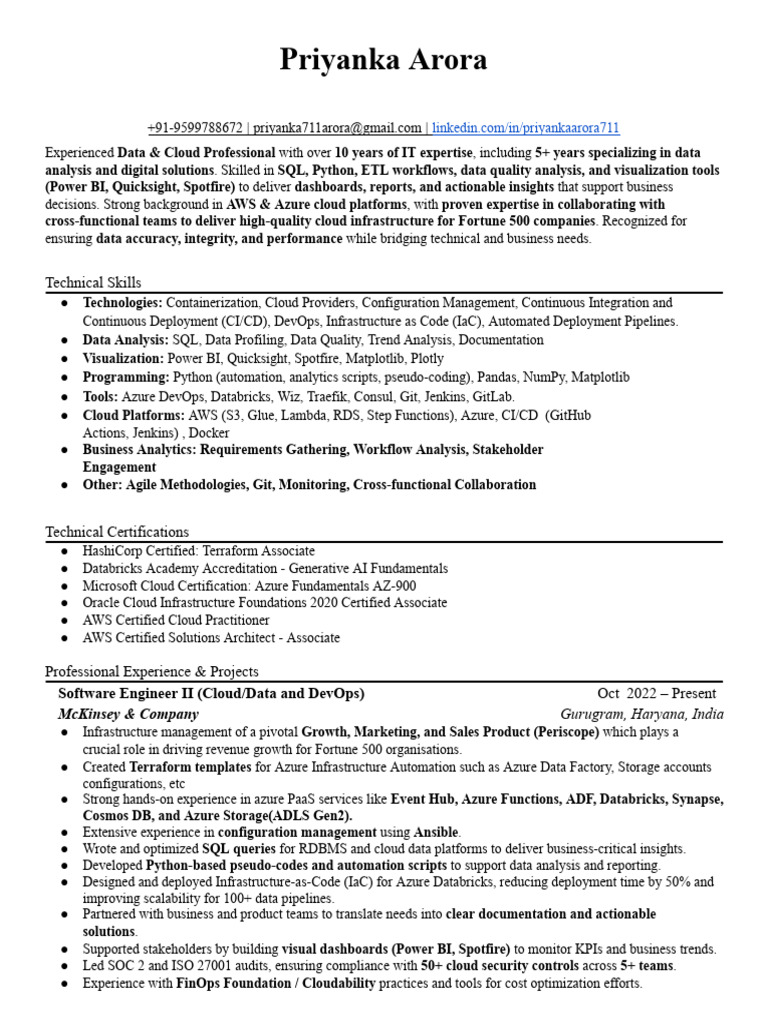 Data & Cloud Professional Resume | PDF | Cloud Computing | Microsoft Azure