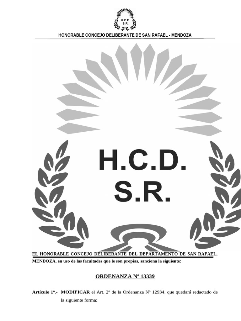 Honorable Concejo Deliberante de San Rafael - Mendoza: ORDENANZA #13339 ...