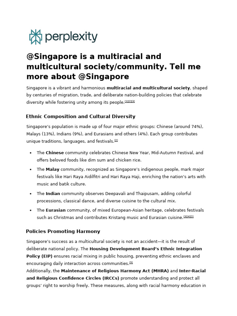 Multiracial and Multicultural Society | PDF | Multiculturalism | Singapore