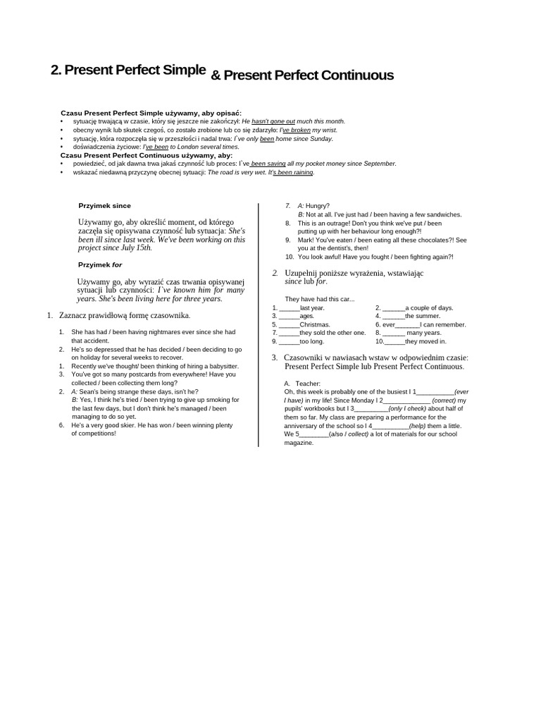 Present Perfect: Simple vs Continuous | PDF