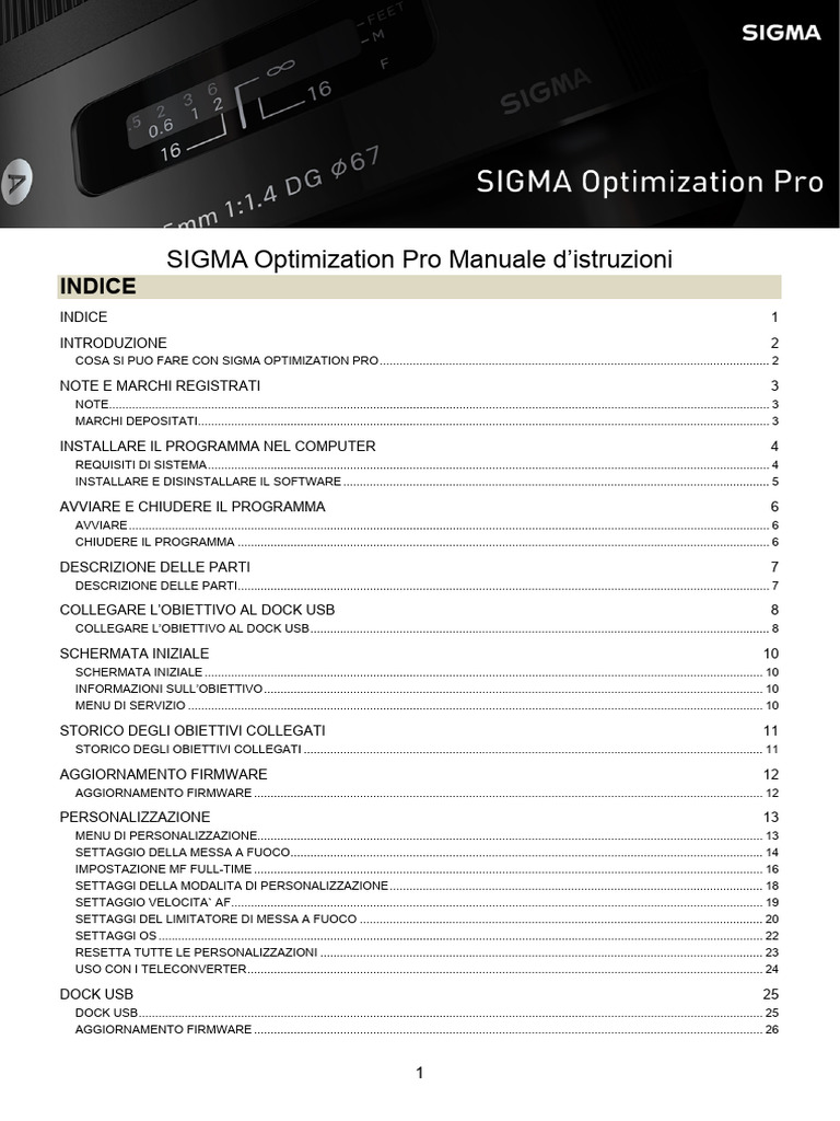SIGMA Optimization Pro Manuale D Istruzioni | PDF