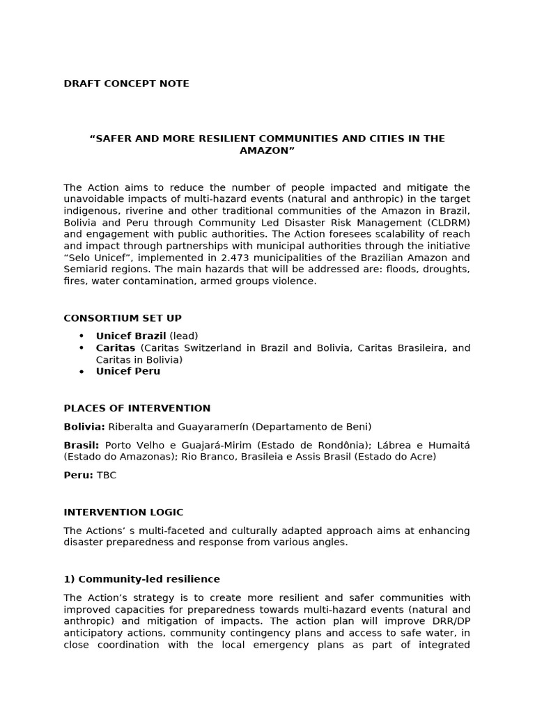 Draft Concept Note Drr Hip 20226 | PDF | Emergency Management