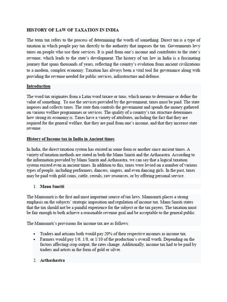 Evolution of Tax Law in India | PDF | Taxes | Income Tax