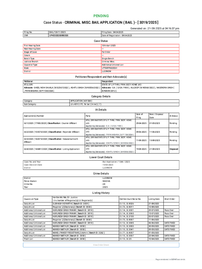 Case Status - Search by Party Name | PDF | Justice | Crime & Violence