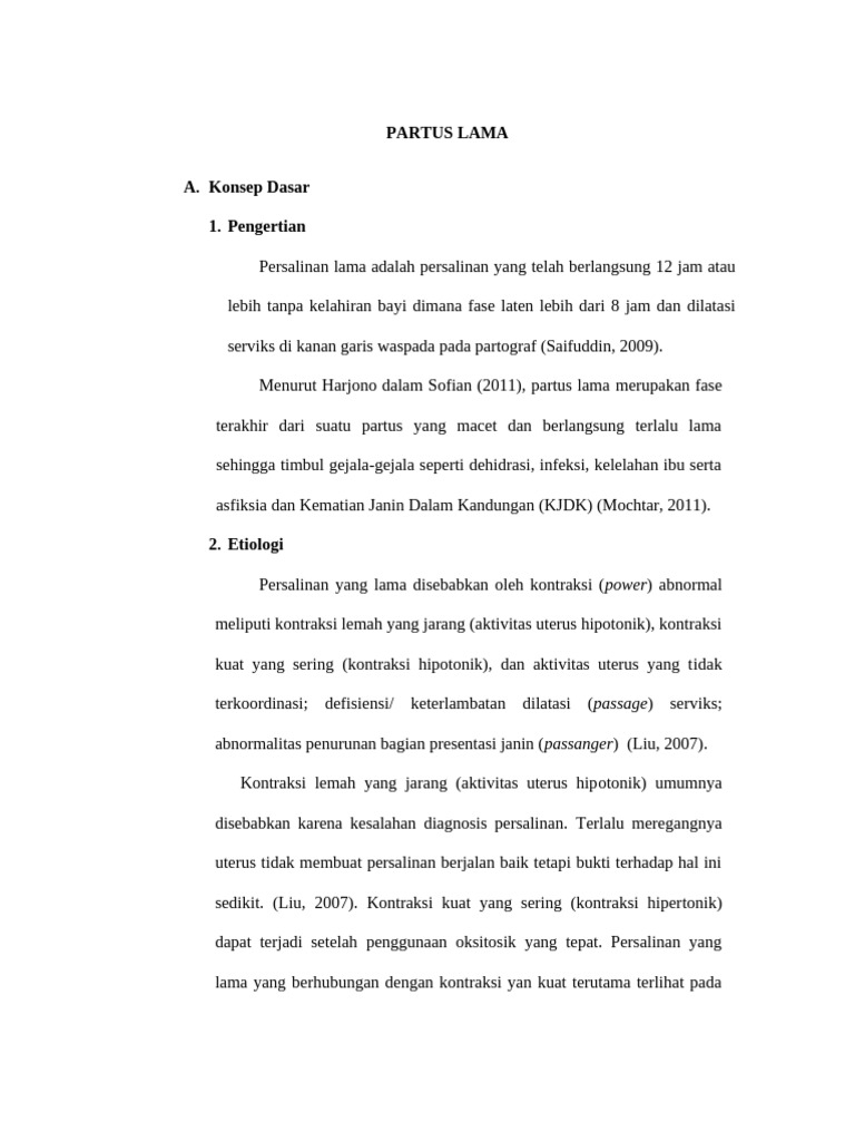 Penyebab dan Dampak Partus Lama | PDF